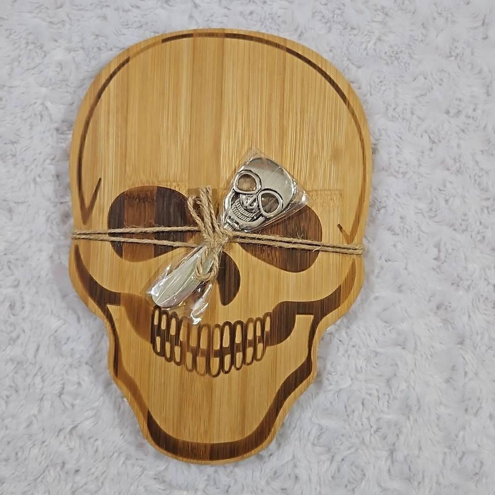 Halloween Skull Serving Charcuterie Cheese Board W/ Knife
